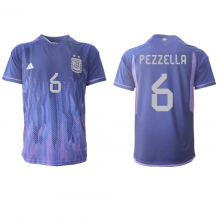 Argentina German Pezzella #6 Away Stadium Replica Jersey World Cup 2022 Short Sleeves