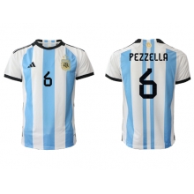 Argentina German Pezzella #6 Home Stadium Replica Jersey World Cup 2022 Short Sleeves