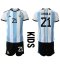 Argentina Paulo Dybala #21 Home Stadium Replica Jersey Kids World Cup 2022 Short Sleeves (+ pants)