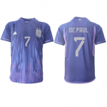 Argentina Rodrigo de Paul #7 Away Stadium Replica Jersey World Cup 2022 Short Sleeves