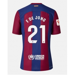Barcelona Frenkie de Jong #21 Home Stadium Replica Jersey 2023-24 Short Sleeves