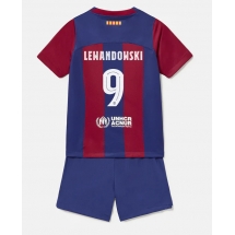 Barcelona Robert Lewandowski #9 Home Stadium Replica Jersey Kids 2023-24 Short Sleeves (+ pants)