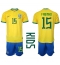 Brazil Fabinho #15 Home Stadium Replica Jersey Kids World Cup 2022 Short Sleeves (+ pants)