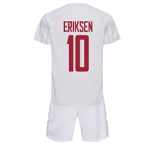 Denmark Christian Eriksen #10 Away Stadium Replica Jersey Kids World Cup 2022 Short Sleeves (+ pants)