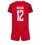 Denmark Kasper Dolberg #12 Home Stadium Replica Jersey Kids World Cup 2022 Short Sleeves (+ pants)