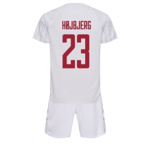 Denmark Pierre-Emile Hojbjerg #23 Away Stadium Replica Jersey Kids World Cup 2022 Short Sleeves (+ pants)