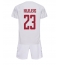 Denmark Pierre-Emile Hojbjerg #23 Away Stadium Replica Jersey Kids World Cup 2022 Short Sleeves (+ pants)