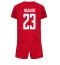 Denmark Pierre-Emile Hojbjerg #23 Home Stadium Replica Jersey Kids World Cup 2022 Short Sleeves (+ pants)