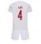Denmark Simon Kjaer #4 Away Stadium Replica Jersey Kids World Cup 2022 Short Sleeves (+ pants)