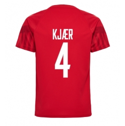 Denmark Simon Kjaer #4 Home Stadium Replica Jersey World Cup 2022 Short Sleeves