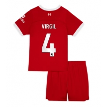 Liverpool Virgil van Dijk #4 Home Stadium Replica Jersey Kids 2023-24 Short Sleeves (+ pants)