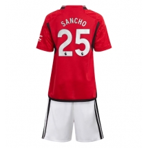 Manchester United Jadon Sancho #25 Home Stadium Replica Jersey Kids 2023-24 Short Sleeves (+ pants)