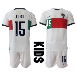 Portugal Rafael Leao #15 Away Stadium Replica Jersey Kids World Cup 2022 Short Sleeves (+ pants)
