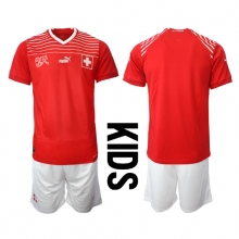 Switzerland Home Stadium Replica Jersey Kids World Cup 2022 Short Sleeves (+ pants)